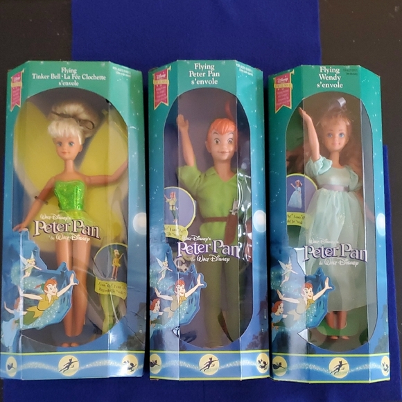 Disney Other - Disney Peter Pan Flying Doll Set - Green, Brown, Blue